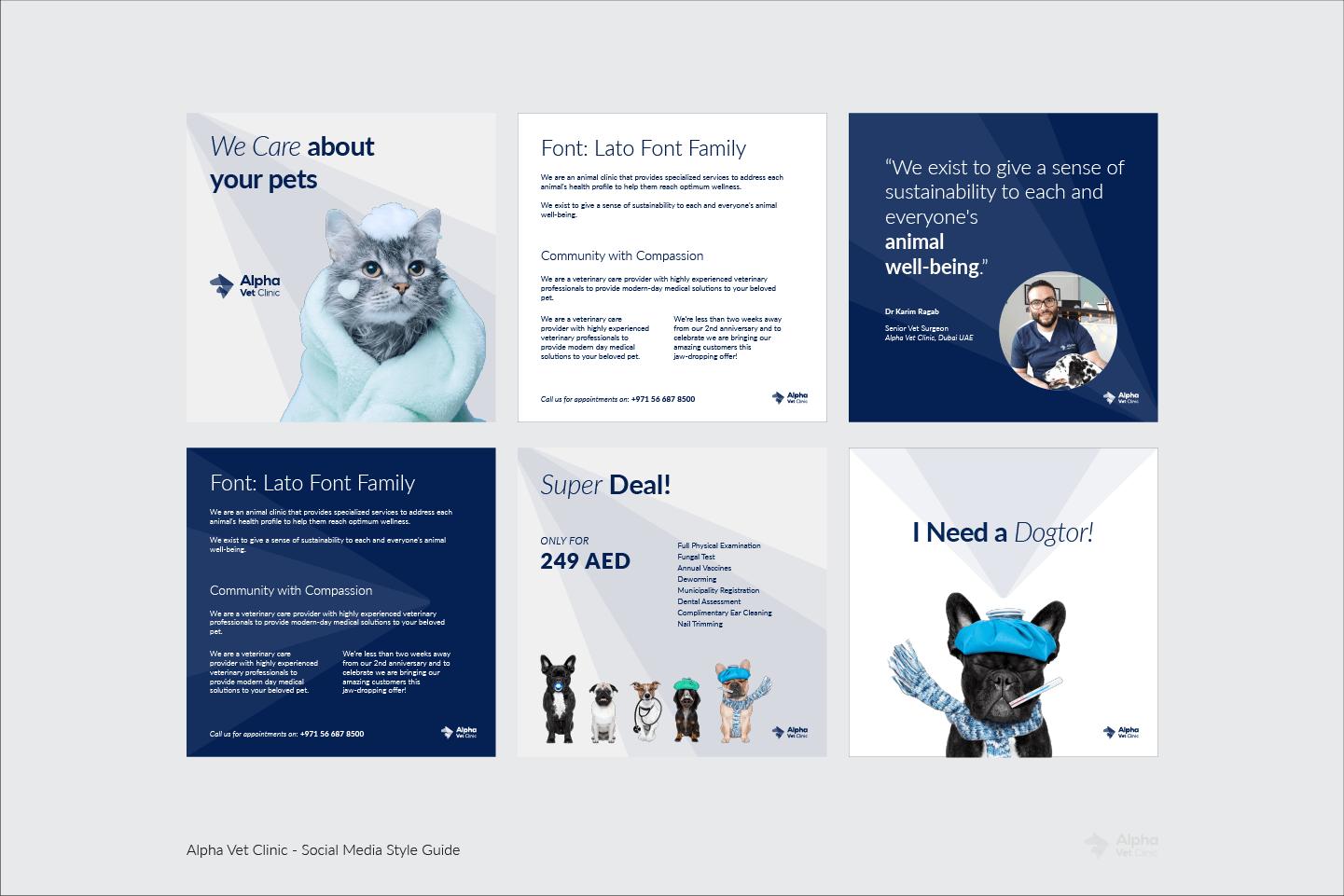Alpha Vet Clinic social media strategy visual – veterinary digital branding Dubai